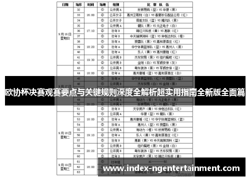 欧协杯决赛观赛要点与关键规则深度全解析超实用指南全新版全面篇